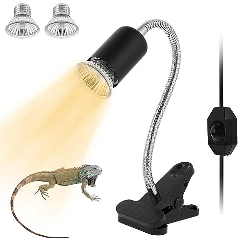 爬虫類ライト 亀ライト U-VA U-VB 両生類ヒーター クリップスタンド 亀 爬虫類用 バスキングライト 保温電球 ライト亜熱帯 熱帯 50W 2つランプ付き