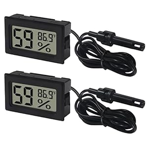 2 Pack Mini Digital Thermometer Hygrometer with Probe Indoor Temperature Humidity Meter Gauge LCD Fahrenheit Display Hygrometer Thermometer Gauge for Incubator, Humidor,Greenhouse