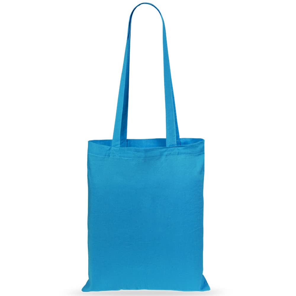 eBuyGB Pack of 5 Plain Natural Resuable Cotton Shopper Tote Shoulder Canvas Shopping Grocery Bag, Ligjht Blue,40 x 36cm
