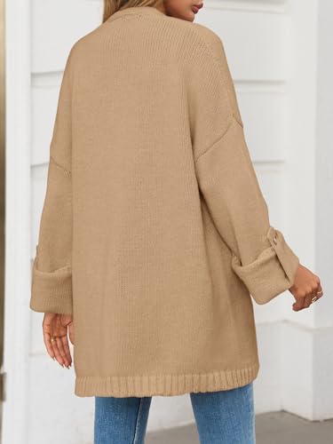 Image of Saodimallsu Womens Oversized Long Cardigan Sweaters Casual Open Front Chunky Knit Slouchy Fall Trendy Sweater Coats
