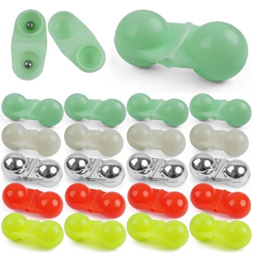 JSHANMEI 40PCS Fishing Double Rattles Beads, Catfish Rattles for Fishing Plastic Fishing Bead Fishing Bells Portable Rattle Floater Rig Beads Accessory for Catfish Striper Bass Pompano