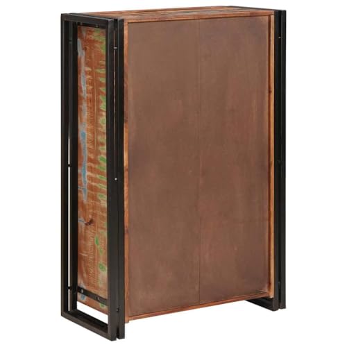 Pizarra de madera reciclada marrón con 2 puertas y estantes para pasillo 8