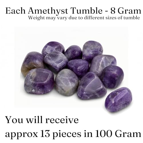 Image of Crystal Amethyst Tumble Stone Pebble Tumbled Gemstone for Reiki Healing Vastu Correction Gravels for Aquarium Home Decor Garden Table 100 Gm