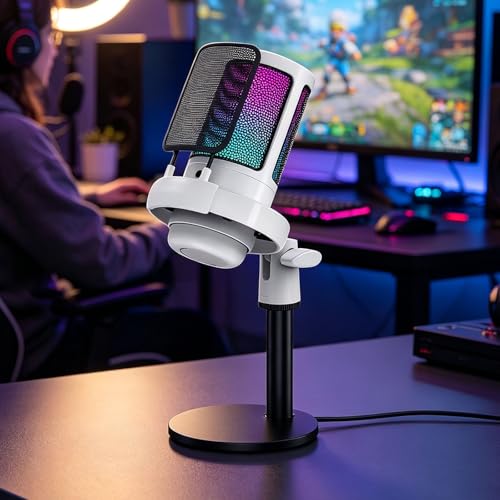 Microphone USB antibruit pour conversations vocales claires en jeu