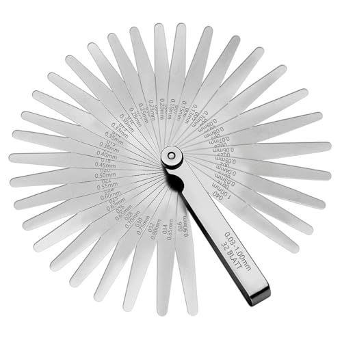 Zeeorymn Herramienta de Medición de Marcado de 32 Hojas, Galga de Espesor de Acero de 0,03 a 1,00 mm, Galga de Espesor de Acero Inoxidable para Medir el Ancho o el Grosor del Espacio