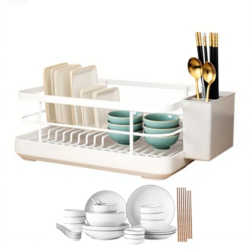 Escurreplatos para fregadero, soporte escurridor que ahorra espacio, cesta organizadora de utensilios de 13.39 x 10.24 x 6.3 pulgadas para armario, estante, uso en interiores, viajes en caravana