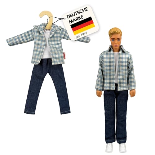 Chemise à carreaux bleue tenue décontractée poupée mannequin 29 cm