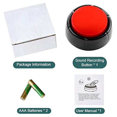 Recordable Talking Button 30 Seconds Record Button Easy Button Answer Buzzers Custom Sound Button for Communication Study Office Home Game Gift(Batteries Included)