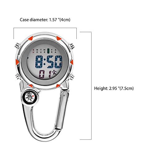 Image of JewelryWe Men Women Digital Clip Watch Mini Microlight Backpack Buckle Belt fob Watches for Rock Climbing Doctors Nurses Chefs for Mother's Day