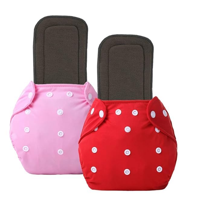 P-BEAUTY Baby Diaper Premium Cloth Cotton Diaper Reusable, Adjustable Size, Waterproof, Pocket Cloth Diaper Nappie Pack of 2 | DHR005