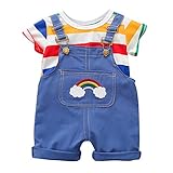  De feuilles Ensembles Bébé Garçon T-shirt Manches Courtes Salopette en Jean Vêtements Baptême Mariage Costume Col Rond Motif été