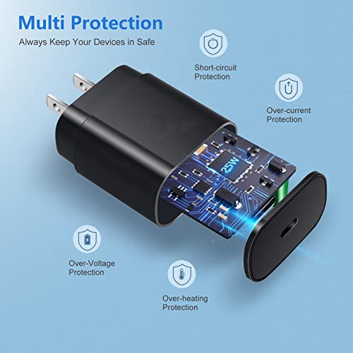 Galaxy S23 Charger Block Usb Type C Power Plug 25W Pd Super Fast Charging Wall Charger Adapter For Samsung Galaxy S23/S22/S21/Ultra/Plus/Note 20/10 Plus/Z Fold 3/Iphone 14/13/Ipad/Tablet-2 Pack Black #TOP4