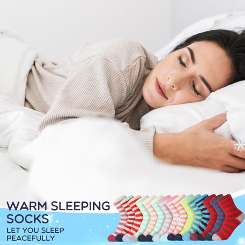 Image of Handepo 60 Pairs Women Fuzzy Socks Bulk Winter Warm Soft Fluffy Crew Sleeping Slipper Socks for Back to School Birthday Gifts