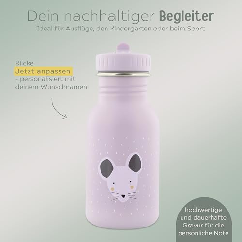 wunderwunsch Trinkflasche personalisiert für Kinder, Flasche personalisiert, Babyflasche, Kinder Flasche, Trixie Trinkflaschen mit individuellem Namen (Maus, 350ml)