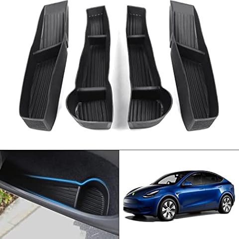 Homesbrand Car Door Tray Organizer 2020-2022 Tesla Model Y Accessories Car Front and Rear Door Slot Tray Organizer Door Side Storage Box TPE Material Black 4PCS Cover