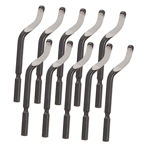 Garneck 10pcs Deburring Blades Set for Metal Plastic Rotary Deburring Tool Storage Box Non-Slip Handle