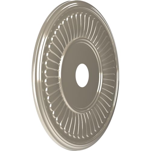 Image of Ekena Millwork CMP22BEBCR Berkshire Thermoformed PVC Ceiling Medallion (Fits Canopies up to 10 1 /8 inch), 22 inchOD x 3 1 /2 inchID x 1 inchP, Bright Coat Chrome