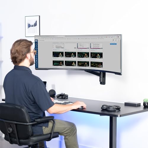 Image of VIVO Black Ultrawide Monitor Wall Mount for up to 57 in Screens, MOUNT-G57 | TV and Monitor Arm, VESA Wall Mount, Designed for Samsung Odyssey Ark, Neo G9, ViewFinity S9, and More, Holds 59.4 lbs
