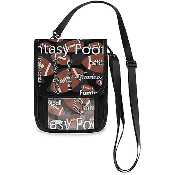 Podróżny uchwyt na paszport, portfel na szyję, fantazyjny futbol amerykański, portfel na szyję, dla kobiet, mężczyzn, blokada RFID, 19 x 15 cm, torba crossbody, regulowany pasek, Fantasy Football,