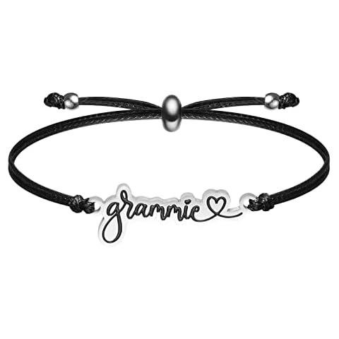 seensea Grammie Bar Name Necklace for Grandma Gigi Mimi Yaya Engraved Family Members Name Bracelet Christmas Birthday Gifts for Women Cover