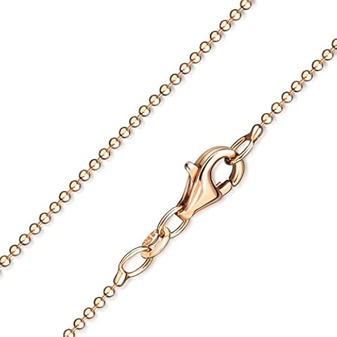 Materia K98 Women's Necklace Rose Gold Plated 925 Silver Ball Chain Diamond Cut 1 mm Fine 40-80 cm Rose-Gold Cover