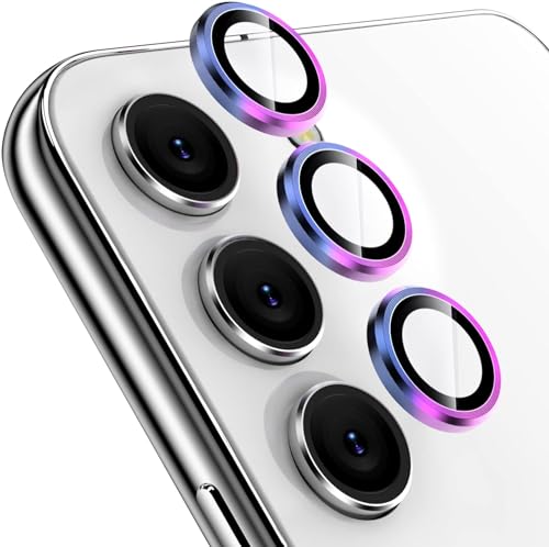 Image of Skinomi Camera Lens Protector Compatible with Samsung Galaxy S23 plus 5G [Anti-Scratch] Premium Tempered Glass Film Aluminum Alloy Lens Ring Cover, Rainbow Titanium