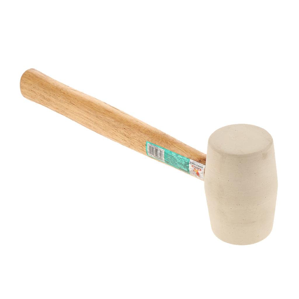 18oz Rubber Mallet Hammer with Wooden Handle White - Comfortable Grip, Soft-Face Design for Metal Forming - Slippage - Reduce Hand Fatigue - for Campers and DIY Enthu