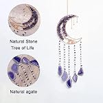 Agate Moon Dream Catchers with Crystal Purple Gemstone Dream Catchers Natural Tree of Life Gem Agate Wall Hangings Room Garden Dreamcatchers Decor (Purple) - Image 2