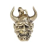 LINSION Mosiężny japoński duch Prajna czaszka wisiorek męski motocyklista punk biżuteria BR387, Large, Metal