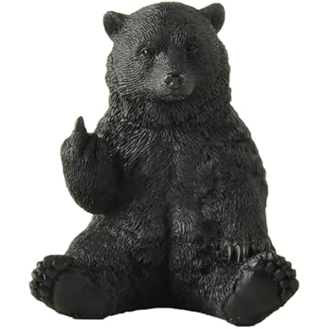 JFSM INC. Holiday Stocking Stuffer, Black Bear Raising Middle Finger Figurine Funny Hilarious Decor - Bear Lover Gifts, Cabin Themed Decor, Funny Bear Gifts, Man Cave Decor Cover