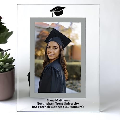 Personalised Graduation Photo Frame Graduation Gift picture frame Graduate Hat Graduation frame Clear Glass 6x4 and 7x5