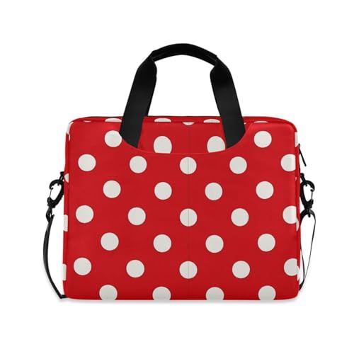 Funda para laptop 15.6 pulgadas con correa y asa rojo lunares miniatura 1