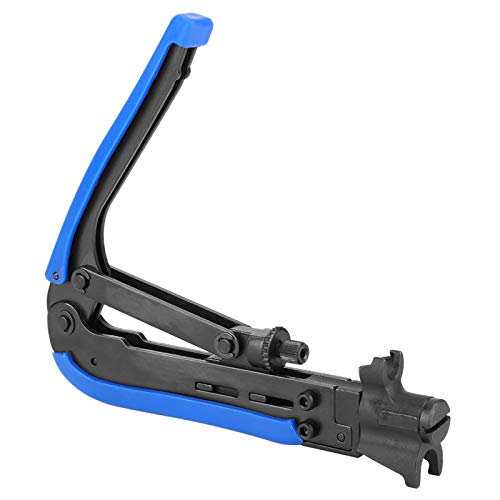 Alicates de Engarce F-Cabeza Ajustables, RG59/RG6/RG11/75-5/75-7 Alicates de Compresión de Cable Coaxial Terminales de Cable de Red Herramienta de Engarzado de Compresión de Cabeza de Cristal