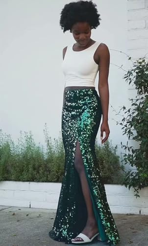 Women’s Sequin Fishtail Skirt Floor Length Skirt Formal Evening Prom Party Slit Dress Long Skirts4