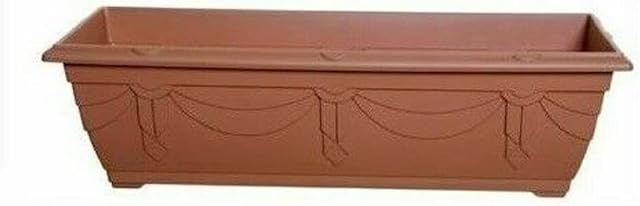Optimal Products Plastic Window Planter Plant Pot Outdoor Garden Herb Flower Growbag Tray Broad Base Box Water Barrel (60 cm Terracotta)