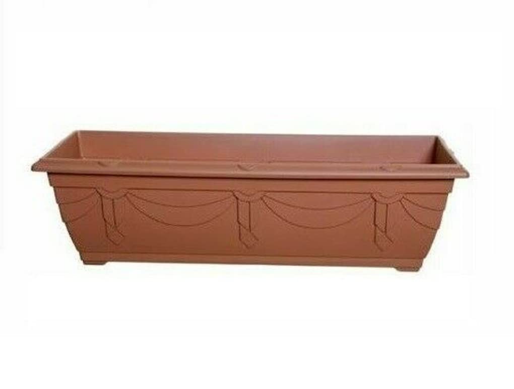 Optimal Products Plastic Window Planter Plant Pot Outdoor Garden Herb Flower Growbag Tray Broad Base Box Water Barrel (60 cm Terracotta)