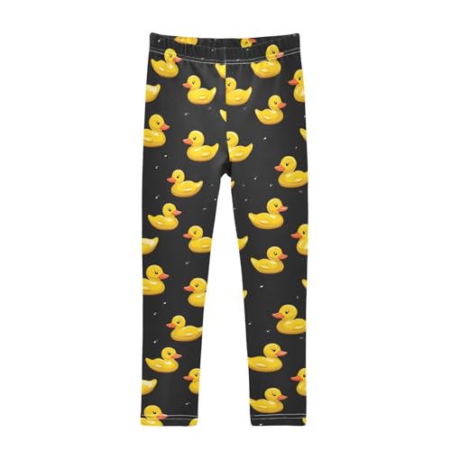 Girls Leggings Cute Cartoon Duck Kids Length Leggings Pants Athletic Yoga Pants Black Toddler Tights Trousers 4T