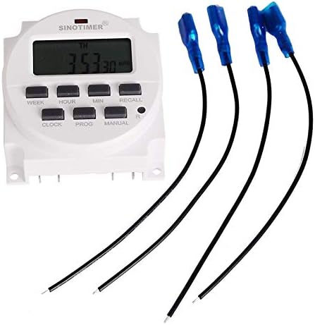 DC 5V 7 Days Programmable Digital Timer Switch Time Relay Control in 12/24hr Format Clock with Countdown Off Function(with Enclosure Wires)