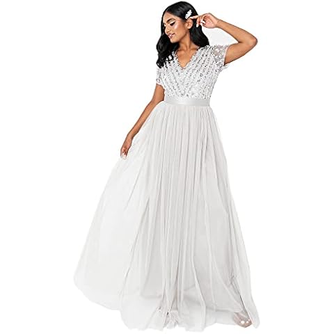 Maya Deluxe Elegant Grey Maxi Dress Cover