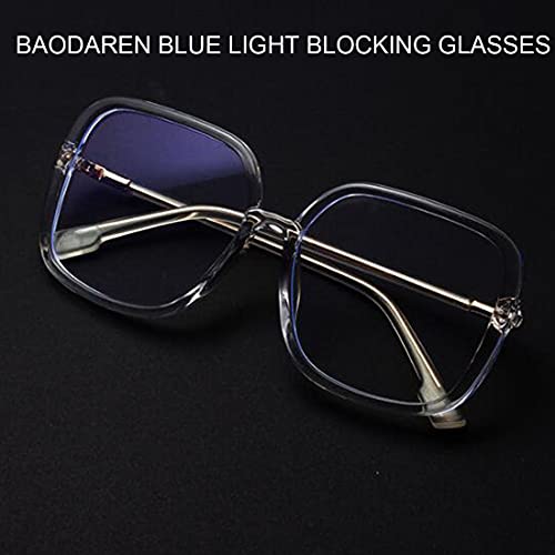 Image of Blue Light Blocking Glasses Oversized Square Frame Women /Men Anti Eyestrain Computer Eyeglasses L3000A