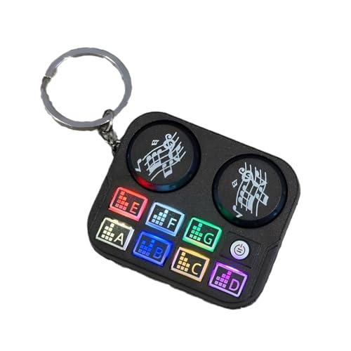 Llavero DJ, Llavero de para Productor Musical con Efectos de Sonido Interactivos y Luz Colorida, Llavero con Diseño de Reproductor de Discos DJ (Black)