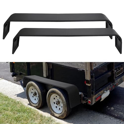 Trailer Fenders Double Axle for 13-15 Tires Detachable Trailer Fenders with Assembly Structure Design-Steel Diamond Tread Plate Tandem Axle Compatible with Car Hauler/Cargo