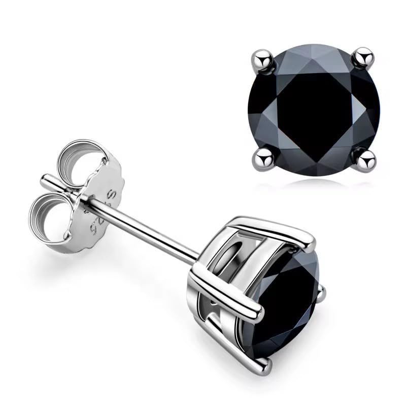 Boucles d'oreilles moissanite noire 1 carat argent sterling 925 - 2