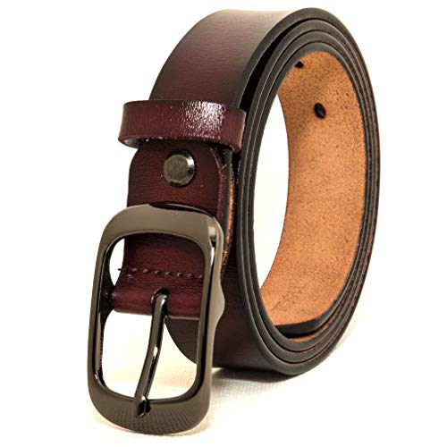 ESPOFY Women's Belt Genuine Leather Belt with Single Prong Alloy Buckle Brown 45inch (115cm)