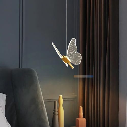 Lámpara colgante mariposa LED regulable en altura color dorado de 1 luz