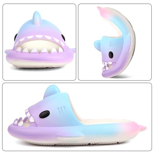 Image of Kids Shark Cloud Slides | Boys Girls Slip On Sandals | Toddler Beach Slippers | Youth Fish Flip Flops Pool Shower Shoes
