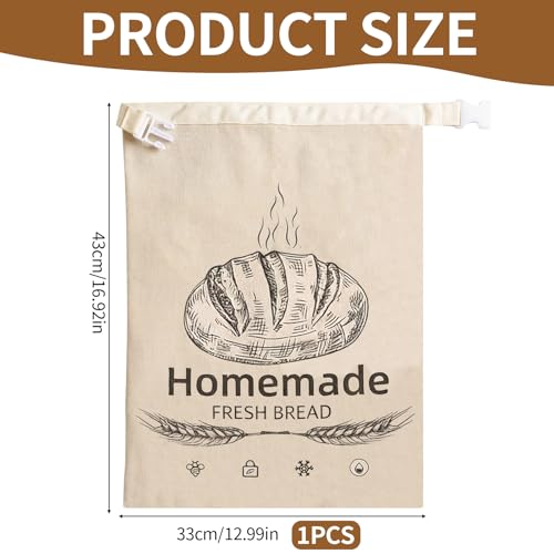 Bolsa de pan de cera de abeja reutilizable de algodon y lino para panaderia casera 3