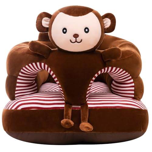 Image of PUXU Baby Support Seat, Cute Baby Sofa Chair for Sitting Up, Comfy Plush Infant Seats (Monkey,W17.5 x H17.5)