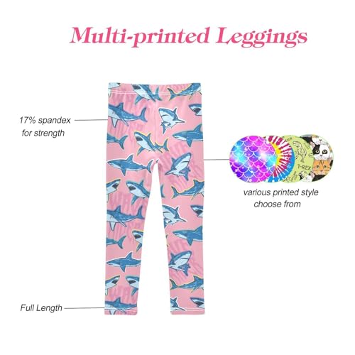 CaTaKu Girls Leggings Cartoon Sharks Leggings for Girls Kids Athletic Workout Yoga Pants Size 4-10T4