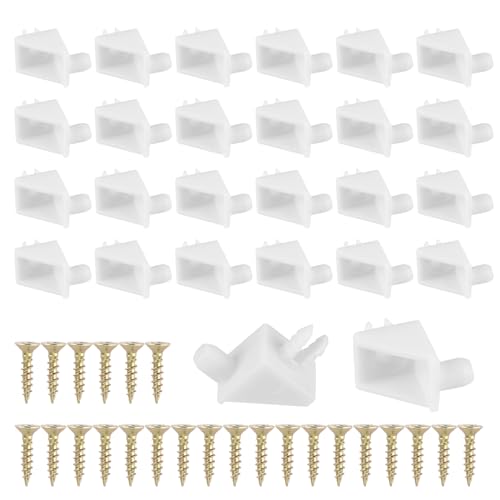 24 Piezas Armarios de Reparación Soporte Fijación,fijación de estantes para muebles,Soportes de Montaje Duraderos con Tornillos,para Armarios y Estantes Reparación de Cajones y Muebles- Blanco